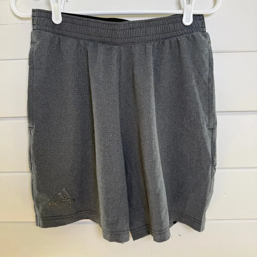 Adidas Climalite Athletic Shorts Mens Small Gray Drawstring Workout‎ Athleisure